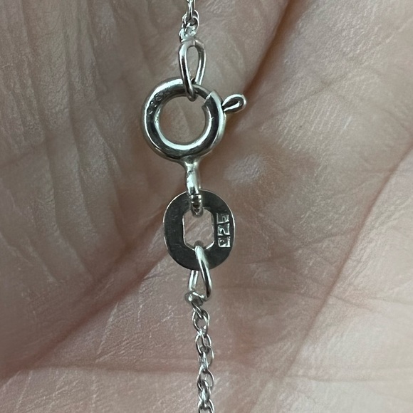 Silver necklace with purple crystal pendant with some gold accents/ used - Picture 8 of 8